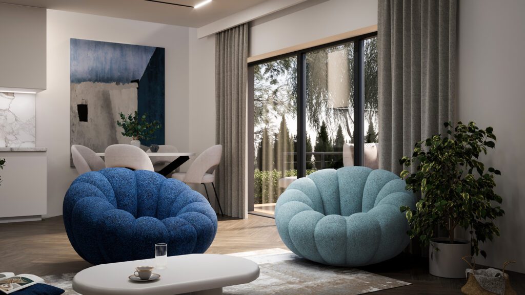 Kolekcja karino , fotele w odcieniach niebieskiego